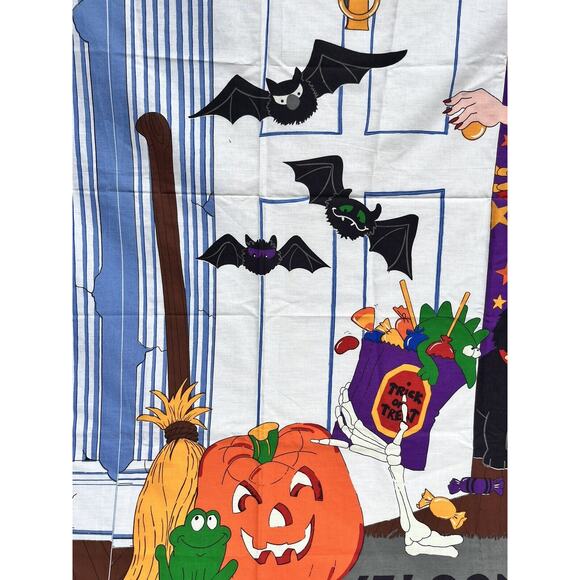 Cranston Halloween Door Panel Cover Glow in the Dark Witch Black Cat 54 x 57 - Picture 4 of 8